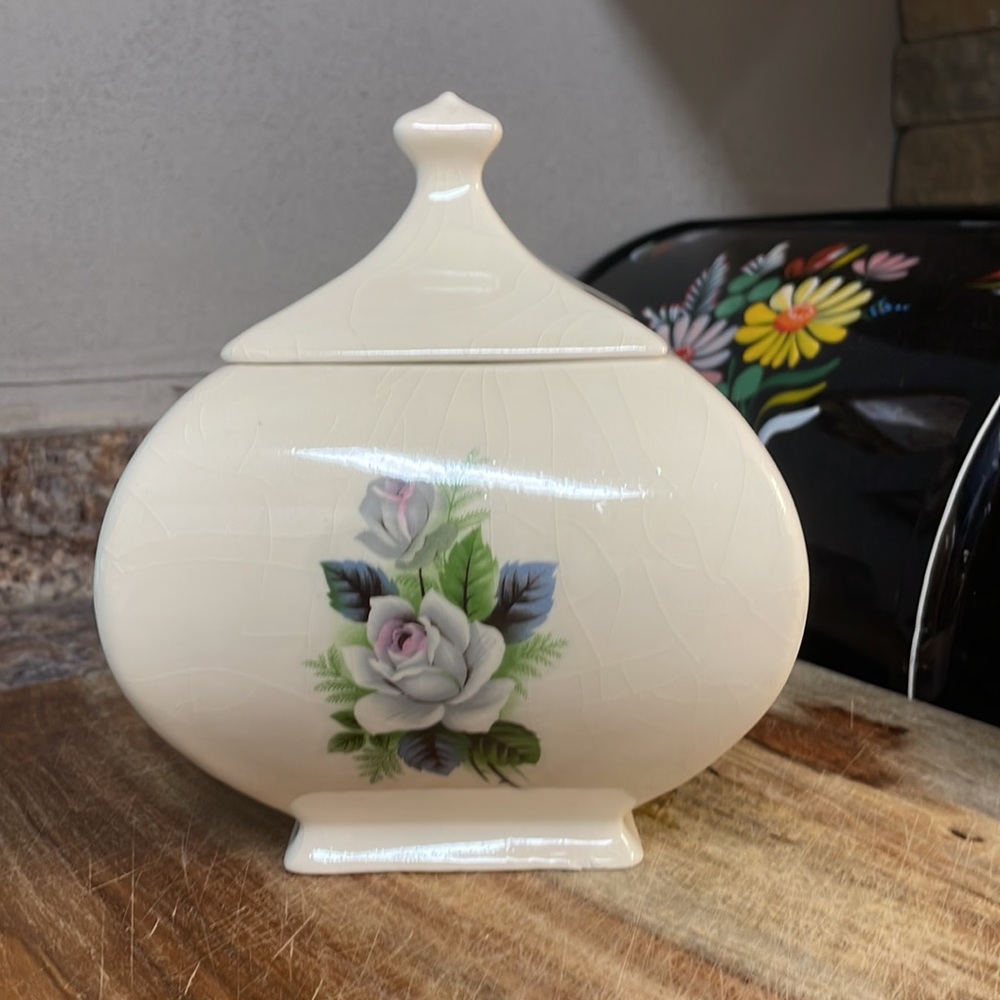 Vintage Lidded Apothecary Vanity Jar Signed by Artist